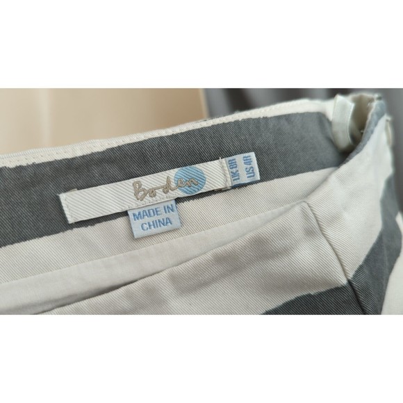 BODEN striped Mini Skirt Gray White Floral Applique Embroidered Pencil US 4 UK 8 - Picture 3 of 4